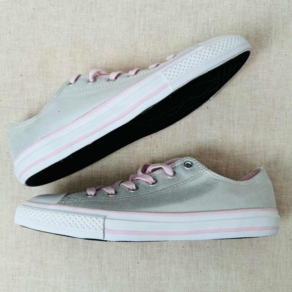 Converse Metallic Silver Sneakers with Pink Accents - Picture 6 of 9